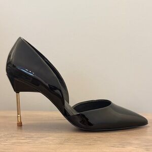 Kurt Geiger Black and Gold Heels